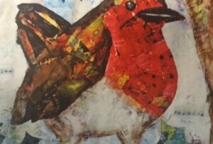 Christmas Robin collage - Pewsey Dementia Art Group